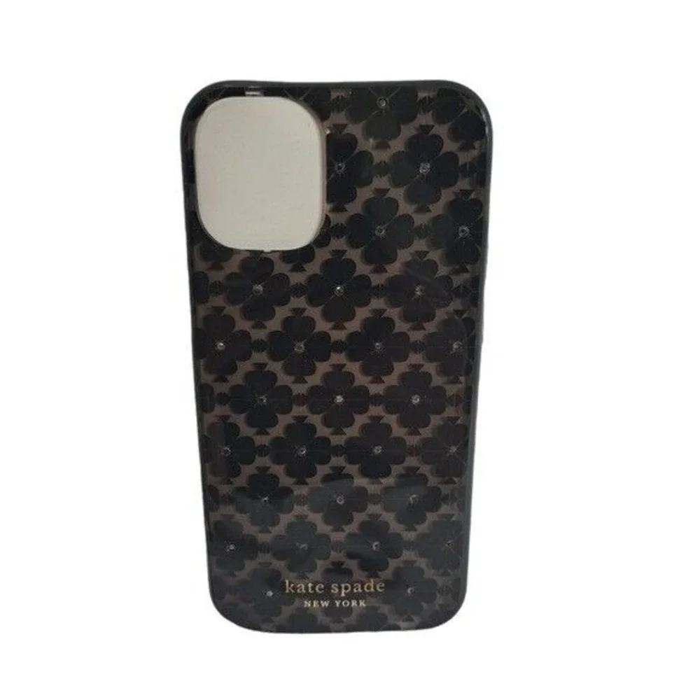 Kate Spade Women's Rhinestones Floral Print Black/Beige Phone Case i‎ Phone 5.4